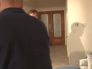 Stepdaughter & companion Spy On Big cock German Stepdaddy Showering