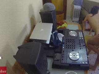 Dj fucking and scratching in the chair with a hidden cam spying my terrific gf