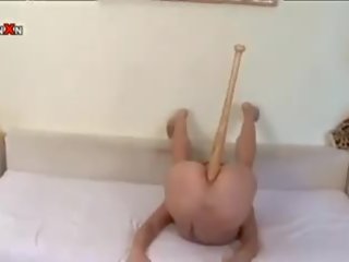 Fucking her ass with baseballBat clip